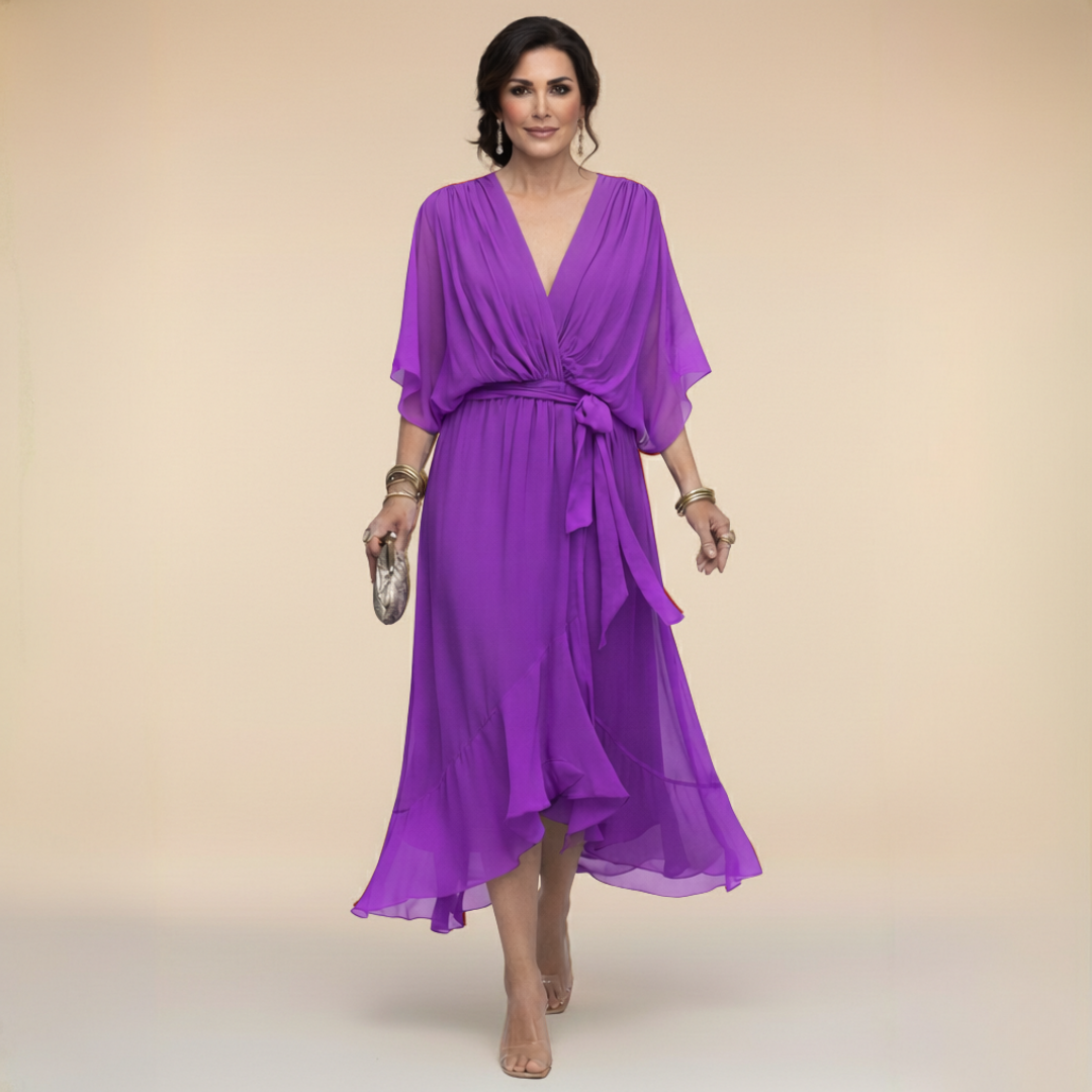 Abito in Chiffon con Scollatura a V