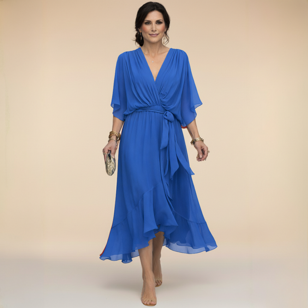 Abito in Chiffon con Scollatura a V