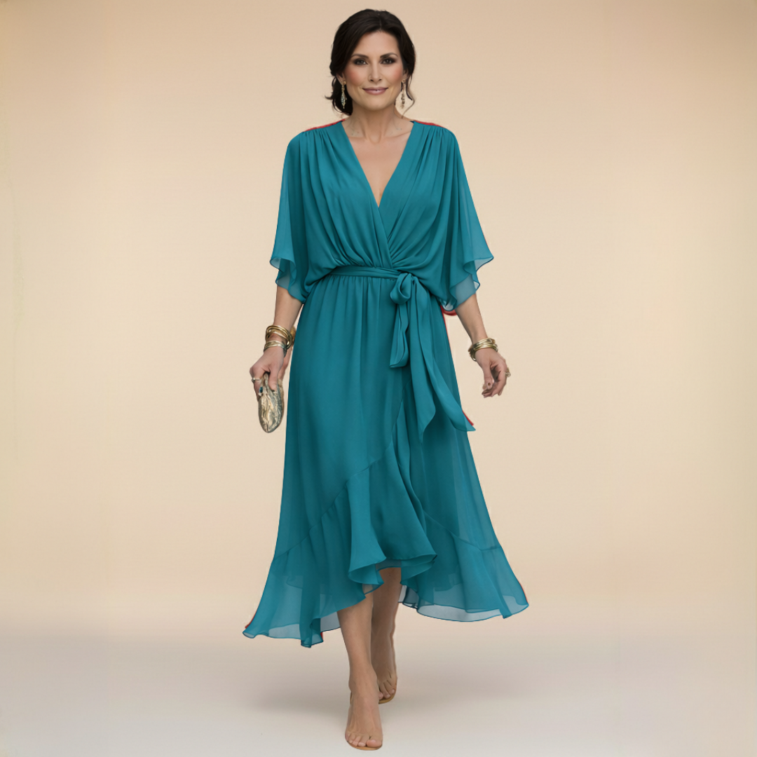 Abito in Chiffon con Scollatura a V