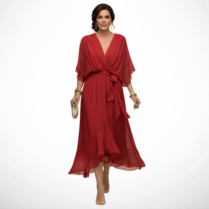 Abito in Chiffon con Scollatura a V