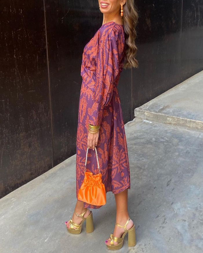 Abito Midi con Stampa Floreale Elegante
