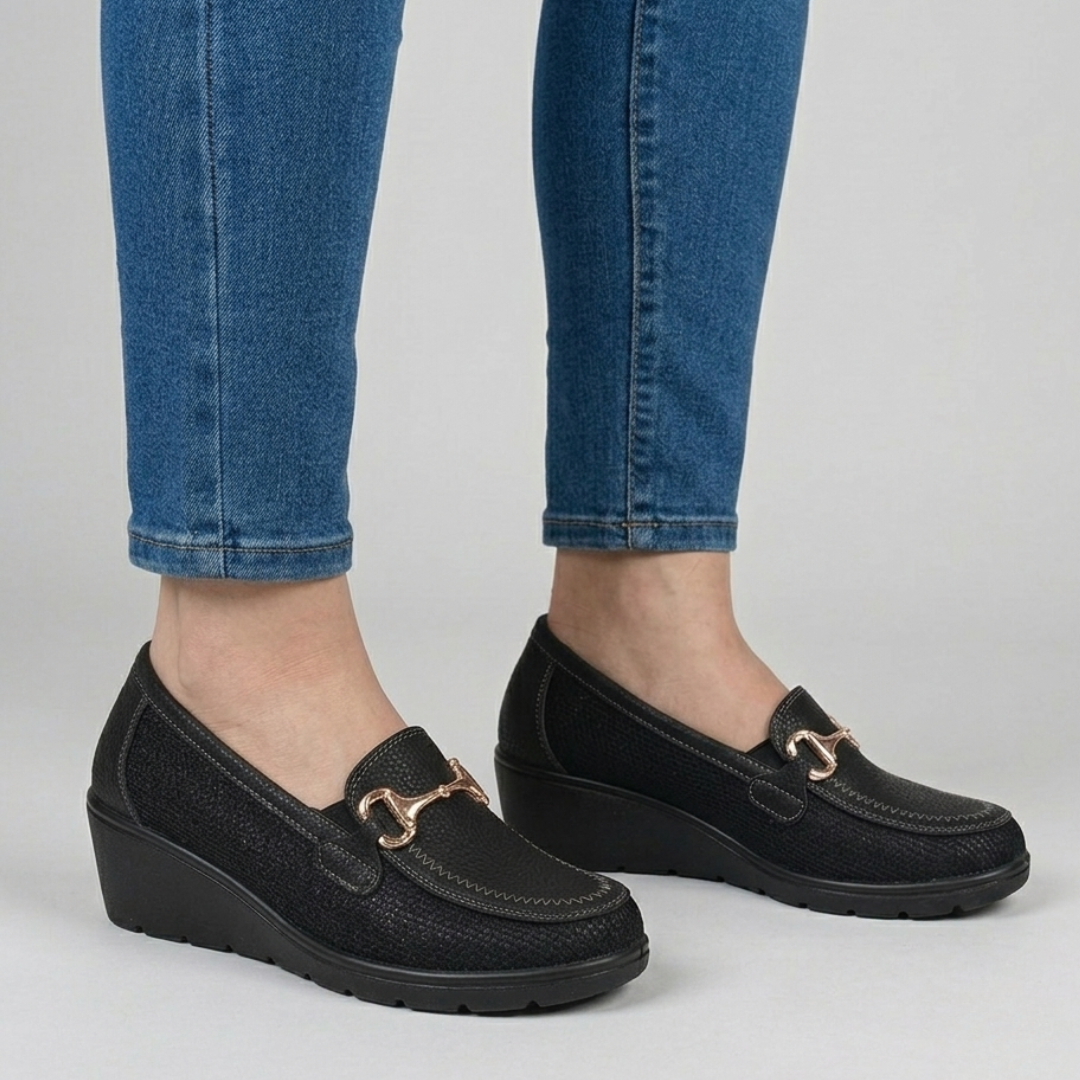 Whitney - Mocassino comodo Donna con zeppa
