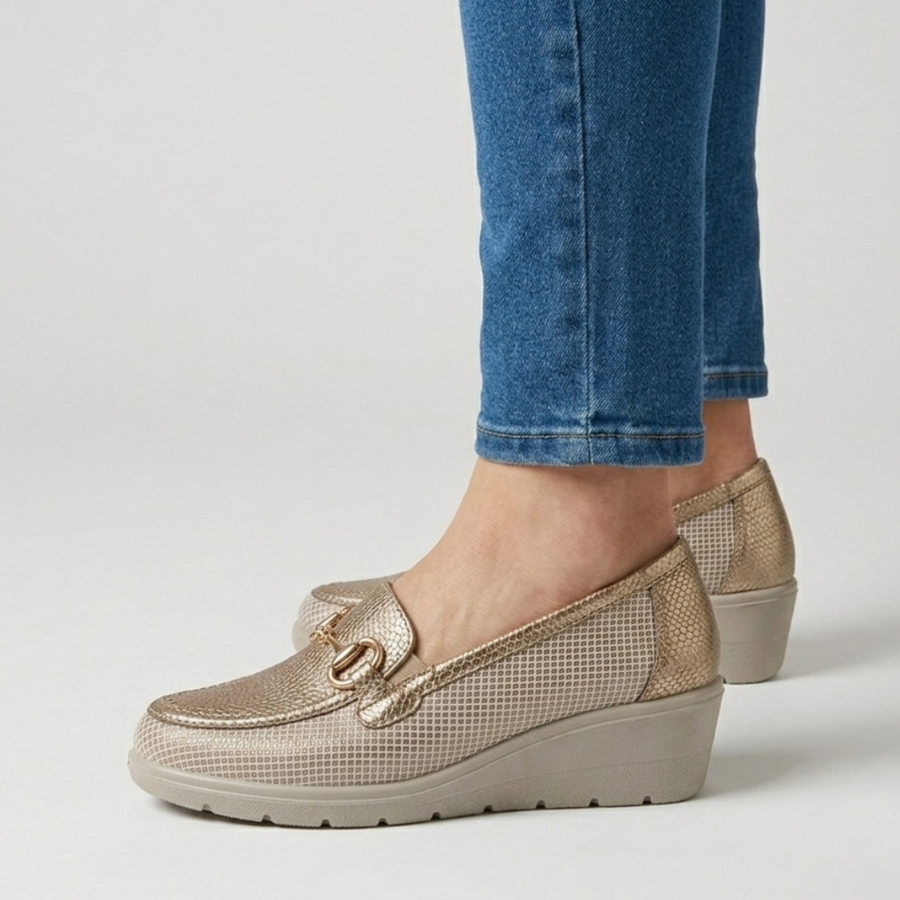 Whitney - Mocassino comodo Donna con zeppa