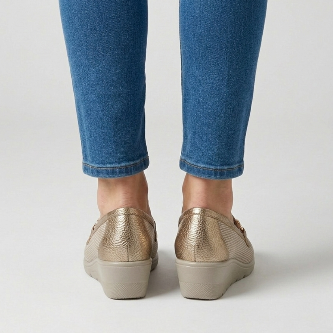 Whitney - Mocassino comodo Donna con zeppa