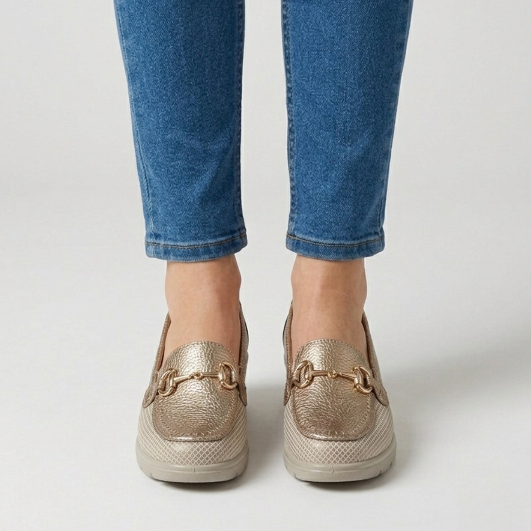 Whitney - Mocassino comodo Donna con zeppa