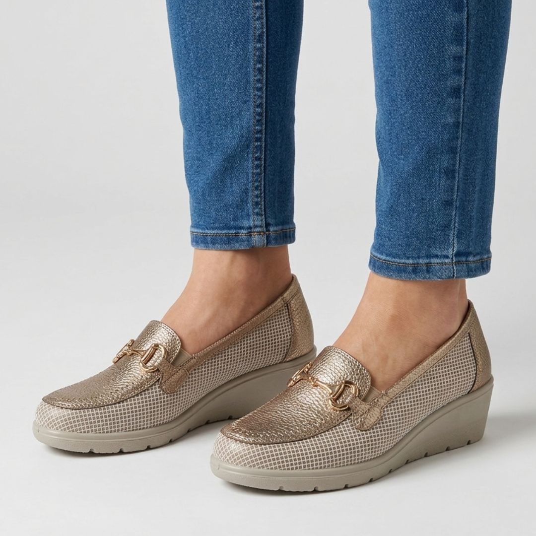 Whitney - Mocassino comodo Donna con zeppa