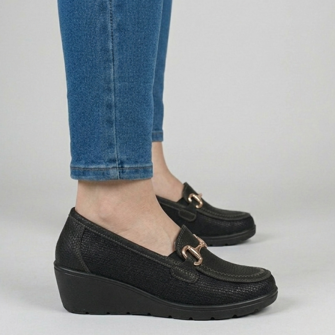 Whitney - Mocassino comodo Donna con zeppa