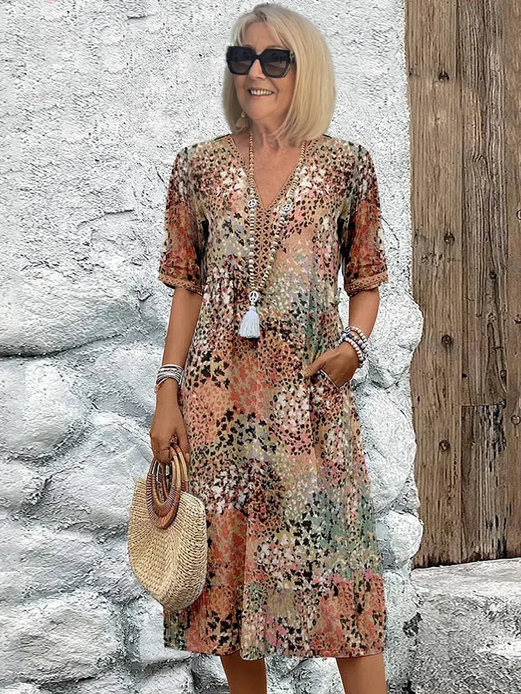 SUSAN | VESTITO MIDI VIBRANTE CON ELEGANTE COPERTURA DELLA PANCIA