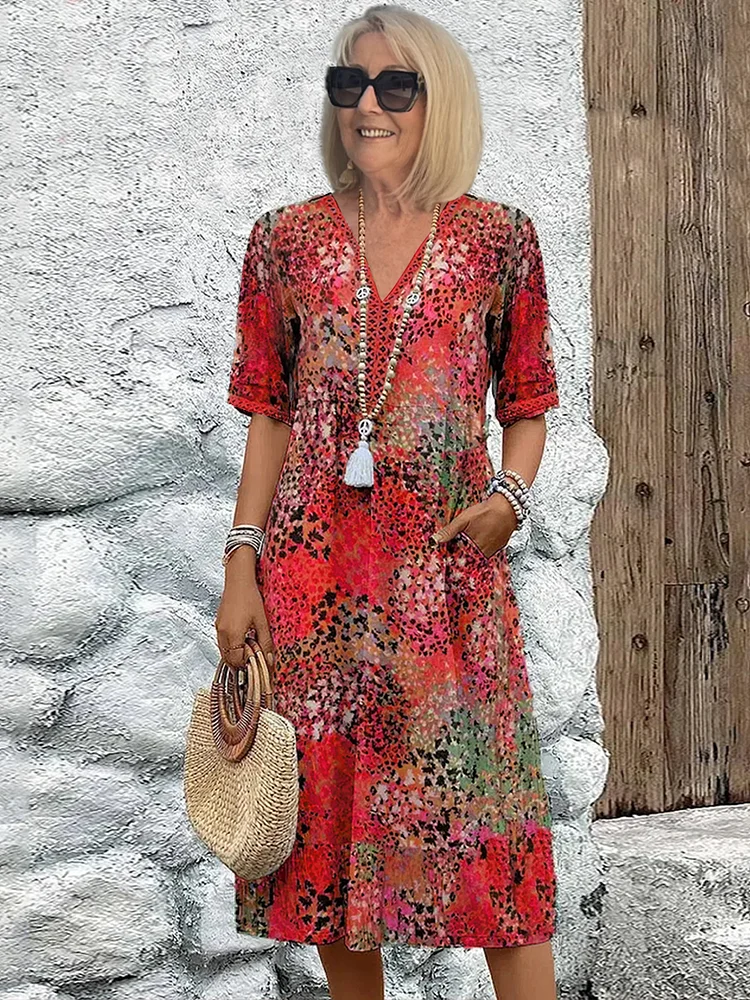 SUSAN | VESTITO MIDI VIBRANTE CON ELEGANTE COPERTURA DELLA PANCIA