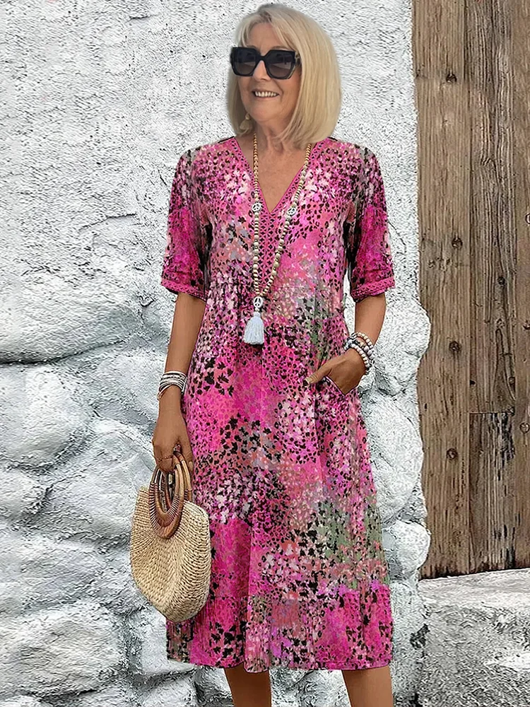 SUSAN | VESTITO MIDI VIBRANTE CON ELEGANTE COPERTURA DELLA PANCIA