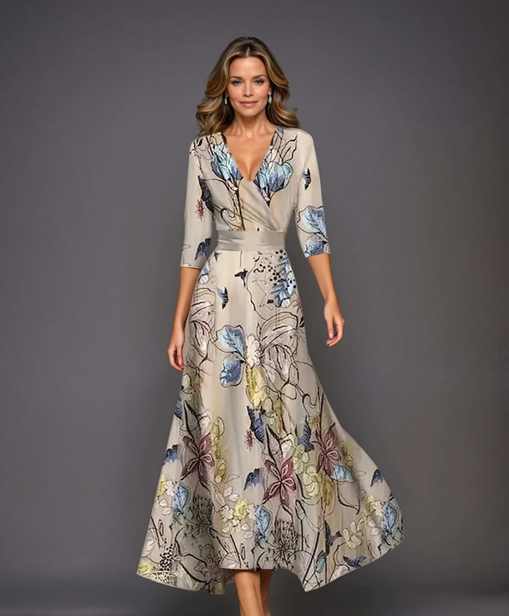 Aria™ | Abito Elegante con Motivo Floreale