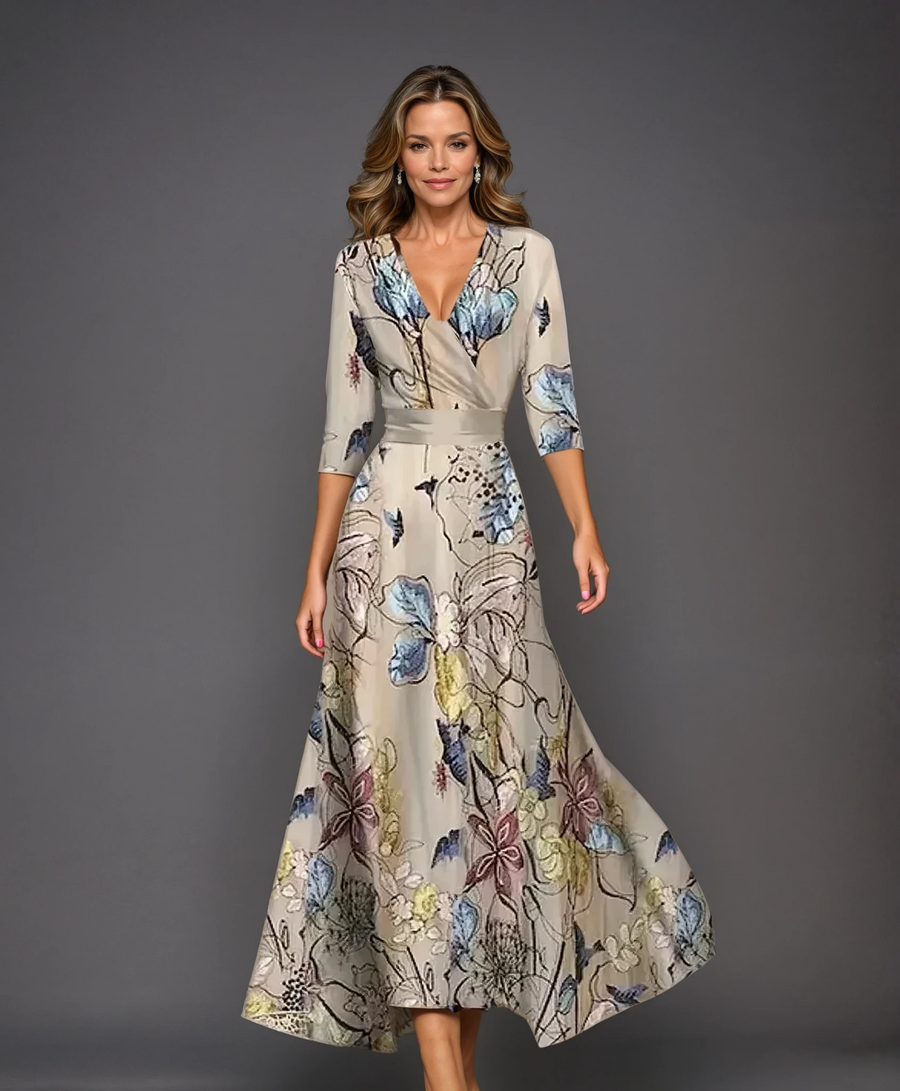 Aria™ | Abito Elegante con Motivo Floreale