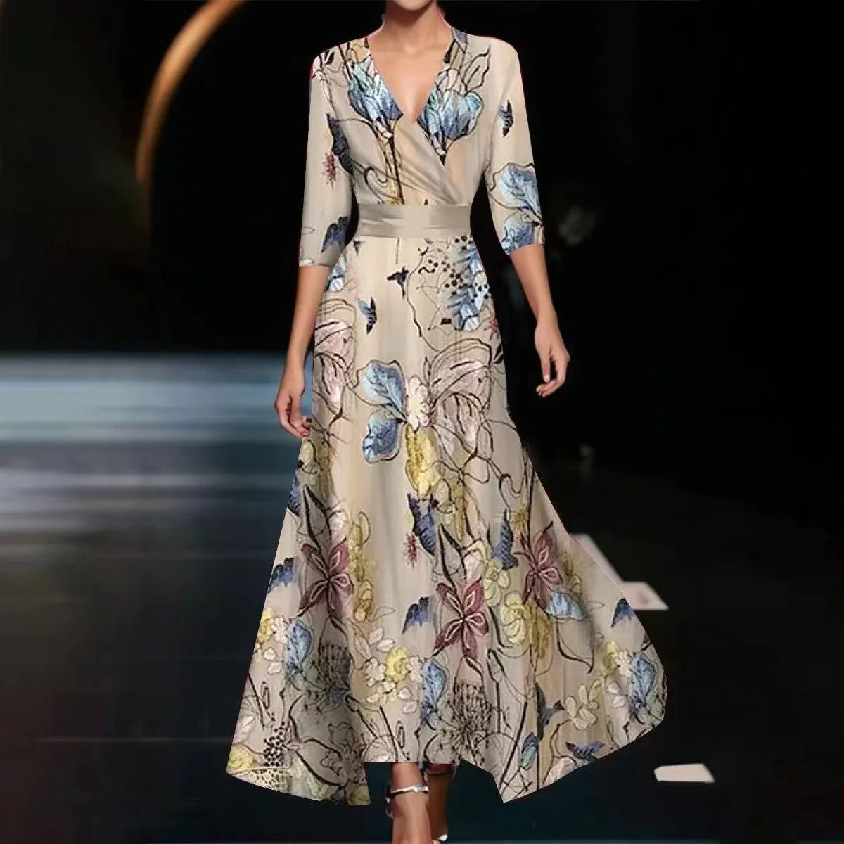 Aria™ | Abito Elegante con Motivo Floreale
